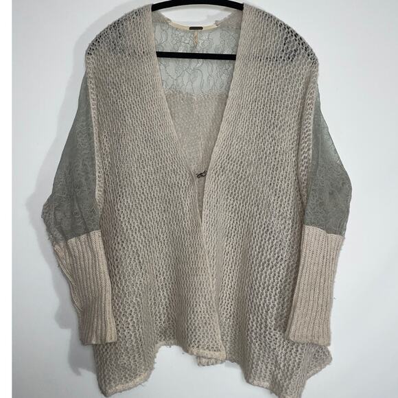 Free People Wool & Alpaca Blend Lace Cardigan - Women's Size S - Lace Panel - Picture 1 of 9